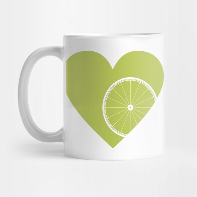 Heart with Road Bike Wheel for Cycling Lovers by NeddyBetty